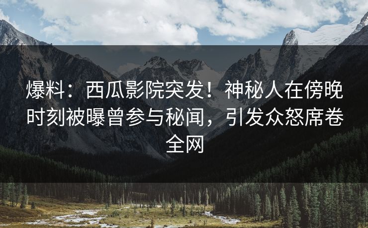 爆料：西瓜影院突发！神秘人在傍晚时刻被曝曾参与秘闻，引发众怒席卷全网