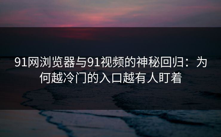 91网浏览器与91视频的神秘回归：为何越冷门的入口越有人盯着